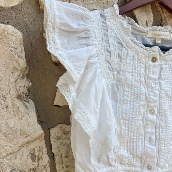Love Shack Fancy Nora Heritage Top Size XS Antique White Romantic Victorian - Picture 4 of 7